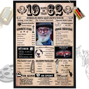 1962 - 6 campi possono essere personalizzati con un'immagine! Regalo di compleanno per fratello o sorella, ottima idea regalo, biglietto, anniversario