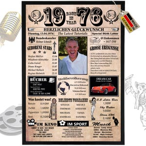 1976 - 6 campi possono essere personalizzati con un'immagine! Regalo di compleanno per fratello o sorella, ottima idea regalo, biglietto, anniversario