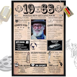 1968 - 6 Felder personalisierbar mit Bild! Geschenk zum Geburtstag für Bruder, Schwester, tolle Geschenkidee, Karte, Jubiläum