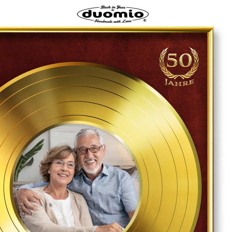 Golden wedding record customizable with picture and desired text, award / gift idea for men, women, gift image 6