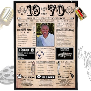 1970 - 6 campi possono essere personalizzati con un'immagine! Regalo di compleanno per fratello o sorella, ottima idea regalo, biglietto, anniversario