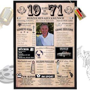 1971 - 6 campi possono essere personalizzati con un'immagine! Regalo di compleanno per fratello o sorella, ottima idea regalo, biglietto, anniversario