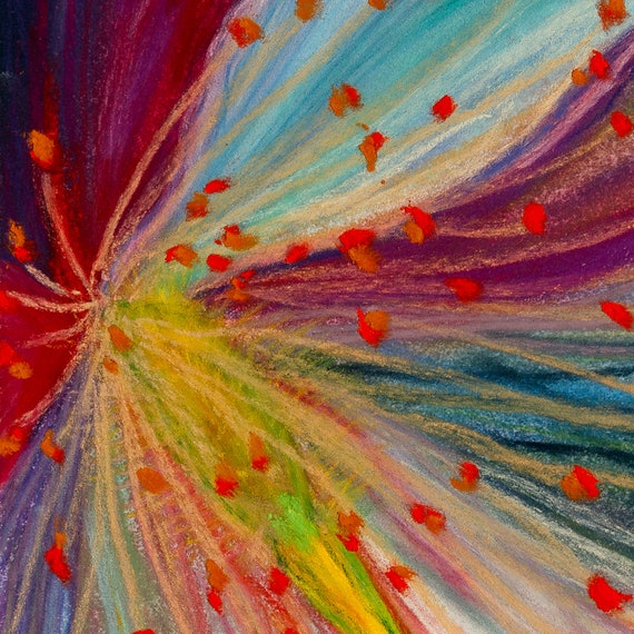 Multicolored Exotic Flower, Plant Pastel on Pastelmat Paper