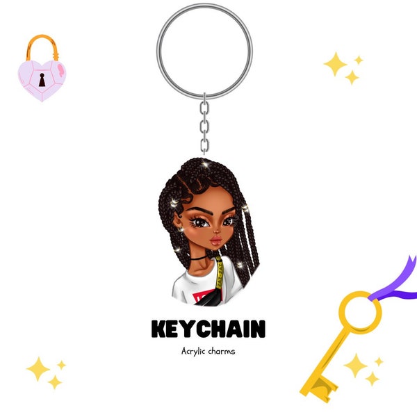 Porte-clés Zazworld | Fille noire | Sac charme | Accessoires pour fille noire | Porte-clés filles