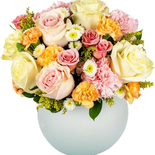 Buttercream by Arabella Bouquets with a Free Vase (Fresh-Cut Flowers)