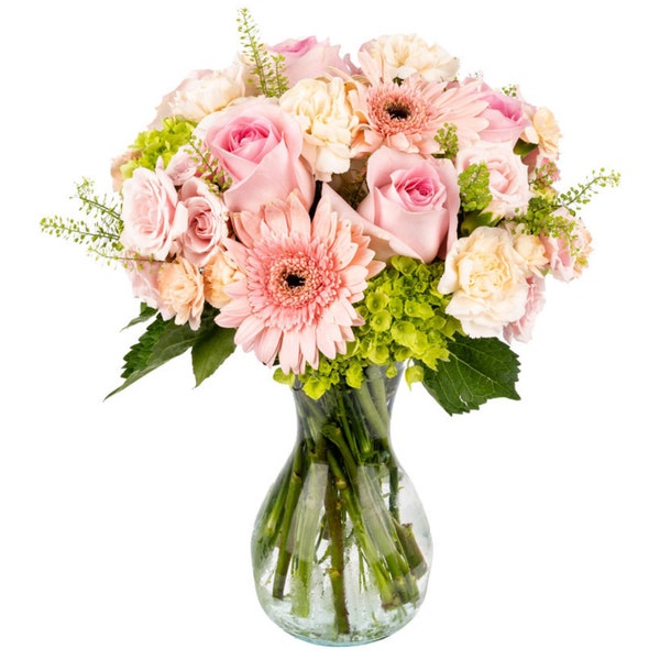 Sweet Angel by Arabella Bouquets with a Free, Hand-Blown Glass Vase (Fresh-Cut Flowers)