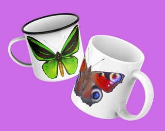 Metal Butterfly Mug Coffee Tea Travel Cup