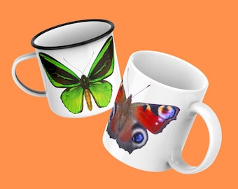 Ceramic Butterfly Moth Insect Mug Coffee Tea Porcelain Cup