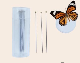 Spilli professionali in acciaio inossidabile per insetti, ideali per entomologia, farfalle, falene e coleotteri (39 mm)