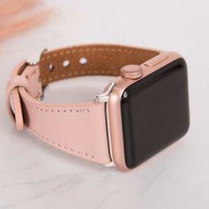Personalized Apple Watch Slim Band, iWatch Women Band 38, 40, 41, 42, 44, 45, 46, 49 mm, Handmade Leather Watch Band, Samsung iWatch Band