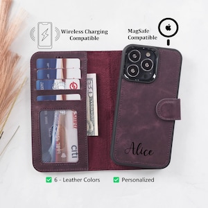 Personalized iPhone Wallet Case, Handmade Leather iPhone 16, 15, 14, 13, 12, 11, X, XR, XS, 7, 8 Plus Wallet Phone Case, Custom iPhone Cases