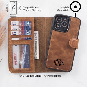 Funda de billetera personalizada para iPhone, funda de cuero hecha a mano para iPhone 16, 15, 14, 13, 12, 11, X, XR, XS, 8, 7 Plus, regalo grabado personalizado