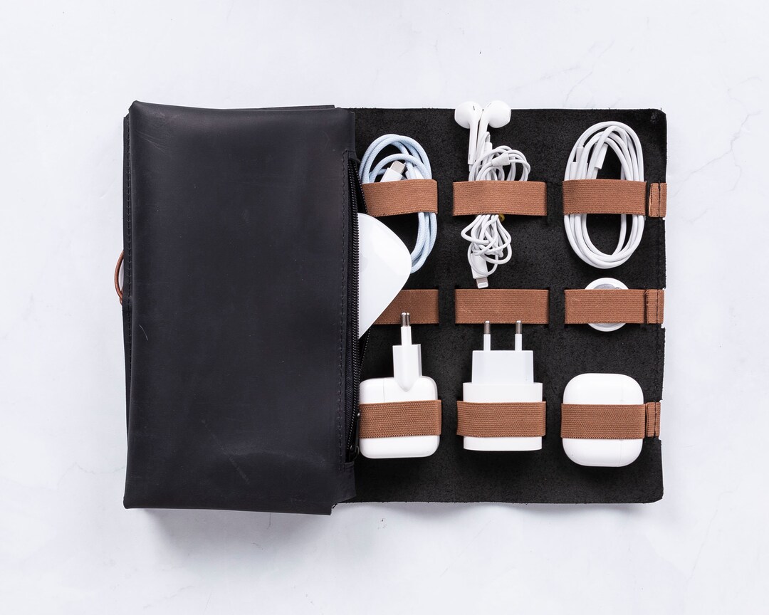 Custom Leather Cable Organizer Travel Cable Holder Groomsmen Etsy