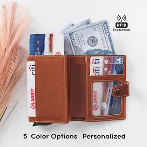Billetera personalizada grabada a mano, billetera personalizada antigua, billetera de cuero RFID para hombre, billetera hecha a mano, regalo personalizado para él