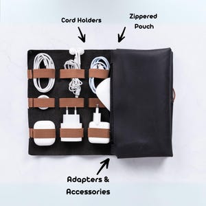 Benutzerdefinierte Leder Kabel Organizer, Reise-Kabel-Halter, Groomsmen Geschenk, Hochzeitsgeschenk, Tech Organizer, Ladegerät und Kabel Tasche, Reise-Organizer