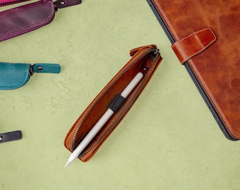 Leather Apple Pencil Holder, Custom Apple Pencil Case, Minimalist Pencil Pouch for Apple Pen