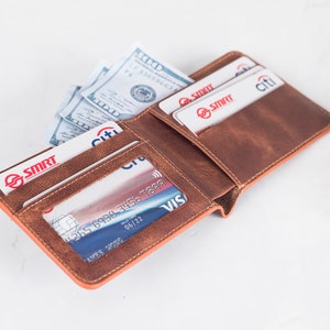 Billetera de cuero, Billetera personalizada, Billetera de cuero de grano completo, Billetera plegable, Billetera para hombre hecha a mano, Graduación, Regalo de aniversario para él