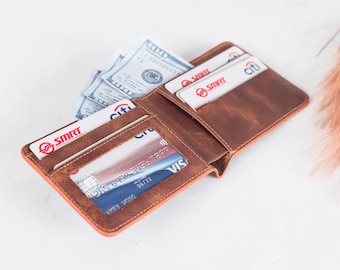 Leather Wallet, Personalized Wallet, Full Grain Leather Wallet, Bifold Wallet, Handmade Mens Wallet, Graduation, Anniversary Gift for Him