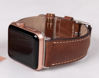 Leather Apple Watch Band, Handmade Custom iWatch Strap, Galaxy, Fitbit, Pixel, Fossil Compatible Bands