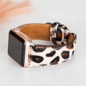 Furry Leather Apple Watch Band, Personalized Engraved Strap, Soft Slim Watch Band, iWatch, Galaxy, FitBit, Fossil, Google Pixel