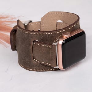 Personalized Top-Grain Leather Cuff Watch Band, Boho Rustic Style Strap