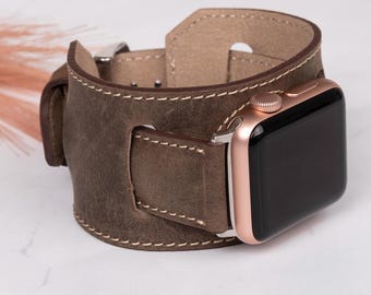 Cinturino per orologio personalizzato in pelle pieno fiore, stile boho rustico.