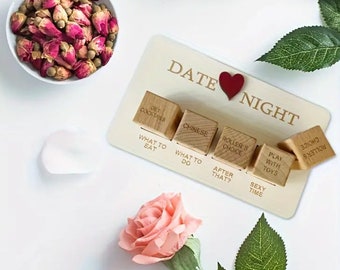 Date Night Dice After Dark Edition Wooden Couple Dice What To Eat Do Desicion Making Couples Fun Dice Game