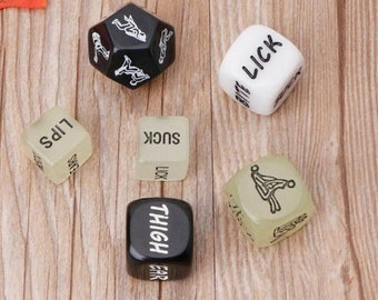 6 Piece Sex Dice Sex Toys Couple Humour Sex Dice With Black Pull String Pouch | Gambling | Novelty Sex Mature Discreet packaging