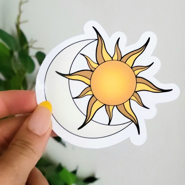 Sun and Moon Sticker Set | Bohemian Celestial Decals for Water Bottles, Notebooks, & Laptops - Water-Resistant