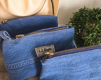 Upcycled Denim Zipper Pouch: Makeup Bag Made From Real Denim Jeans