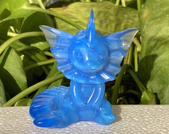 1 PC 2 "+ Main Bleu Opalite Vaporeon Sculpté, Sculpture En Cristal De Quartz, Guérison En Cristal, Sculpture En Cristal, Énergie En Cristal, Carvd À La Main, Cadeaux En Cristal