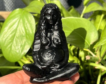 3“ Natural Hand Obsidian Statue Of Goddess Gaia Carving,Mother Earth Resin Decorations,Goddess Gaia ,Festival Gift,Religious Decorations 1pc