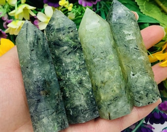 70mm+ Natural Prehnite Obelisk,Quartz Crystal Wand Point,Mineral Specimen,Prehnite Tower,Reiki Healing,Crystal Gifts,Energy Crystals.