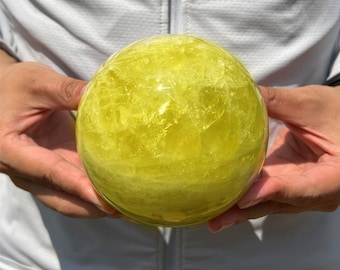 Natural Hand Citrine Ball,Quartz Chevron amethyst Sphere, Crystal Ball, Crystal Sphere, Large Crystal Sphere,Yellow Crystal