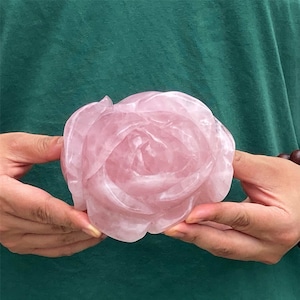 700Gram+ Natural Hand Rose Quartz Rose Carved,Quartz Pink Crystal Flowers Carved ,Home Decoration,Mineral Specimen,Crystal Reiki Heal Gifts