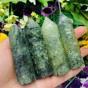 70mm+ Natural Prehnite Obelisk,Quartz Crystal Wand Point,Mineral Specimen,Prehnite Tower,Reiki Healing,Crystal Gifts,Energy Crystals.