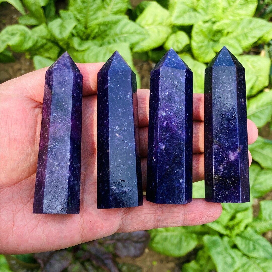 Punta Di Quarzo Lepidolite Con Mica Viola &ndash; Torre Cristallo Per Reiki E Meditazione
