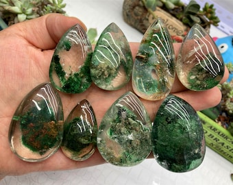 Natural Green Ghost Phantom Stone Crystal Quartz Gemstone Specimen Healing St DI 