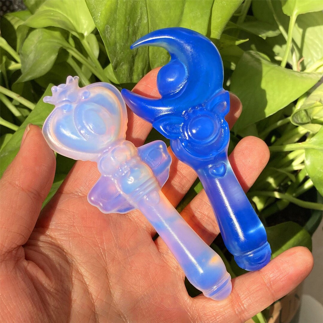 4inch Blue/pink Opalite Magic Wand Carving,quartz Point Crystal Magic