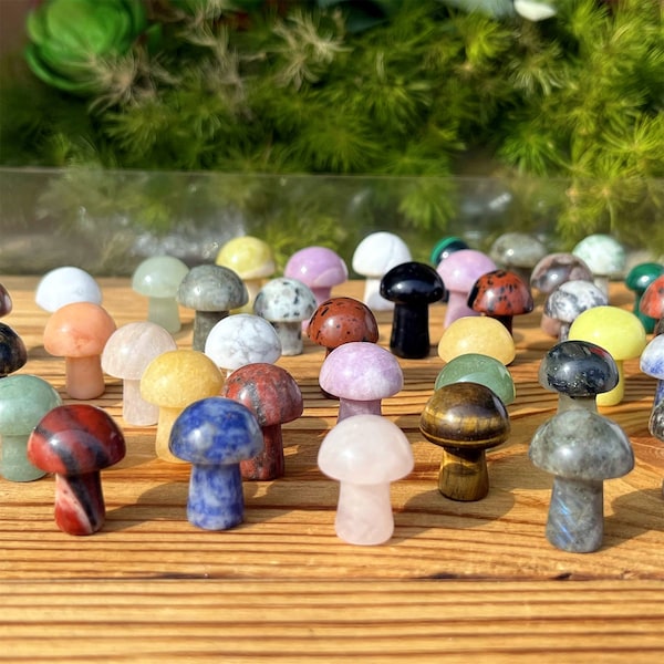 16 Kinds Of Mini Crystal Mushroom Carving, Carved Gemstone Mushroom, Home Decor, Mineral Specimen, Reiki Healing, Crystal Gifts, Wholesale.