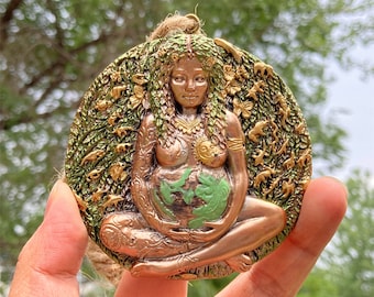 1 pc 3 "Statue grise de la déesse Gaia pendentif, décorations en résine, décorations en résine de la terre mère, déesse Gaia, cadeau de Festival, décorations religieuses