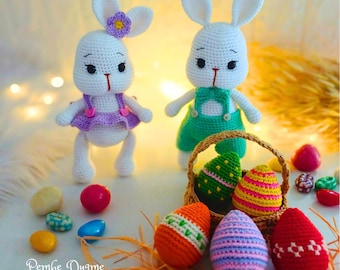 Wzór na szydełkowany wielkanocny zajączek i jajko: Koszyk amigurumi (wzór PDF)