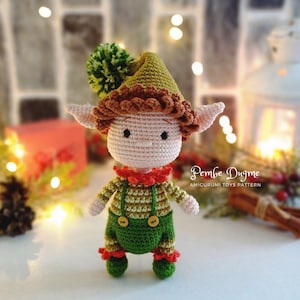 Patrón PDF de Elfo Amigurumi Lindo, Patrón de Elfo Navideño a Crochet