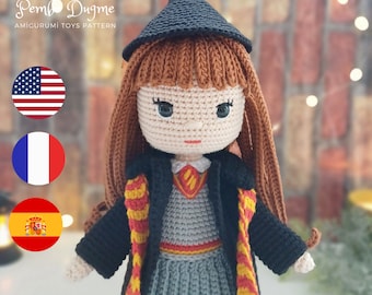 Schema per bambola all'uncinetto Witch Girl: Amigurumi PDF (inglese, spagnolo, francese)