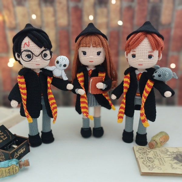 Ensemble sorcier et sorcière 3 en 1 - Patron Magicien Amigurumi PDF