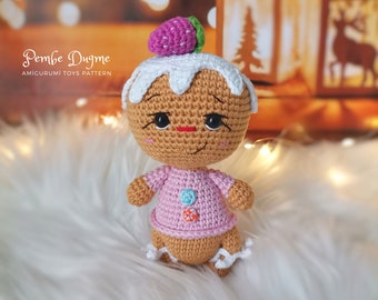 Weihnachts-Lebkuchenmädchen Häkelanleitung: Weihnachtliche Amigurumi-Puppe (PDF-Muster)