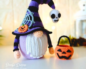 Halloween Gnome Crochet Pattern- Amigurumi Skeleton, Skull Gnome PDF Tutorial