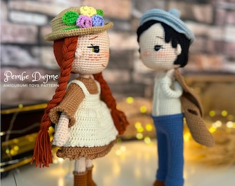 Wzór na szydełkową lalkę Anne i Gilbert: Para amigurumi (wzór w formacie PDF)