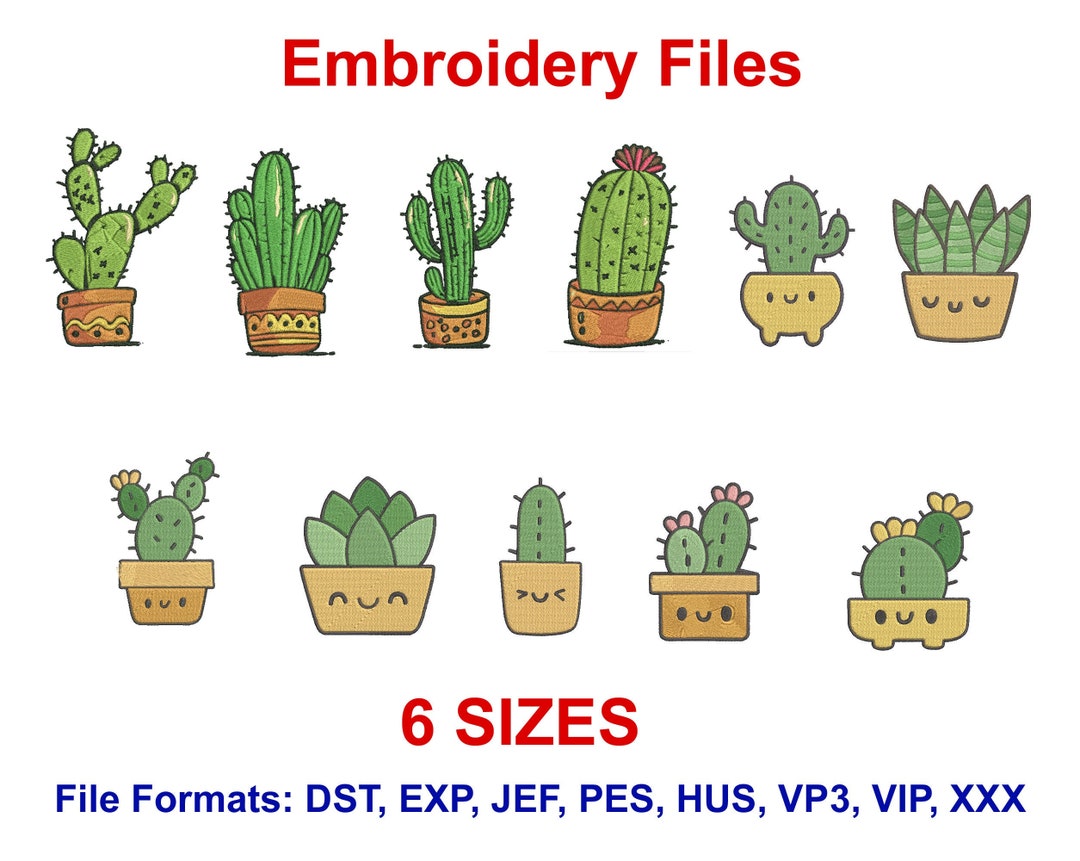 Cactus Embroidery Design Cactus Embroidery Patterns Machine Etsy