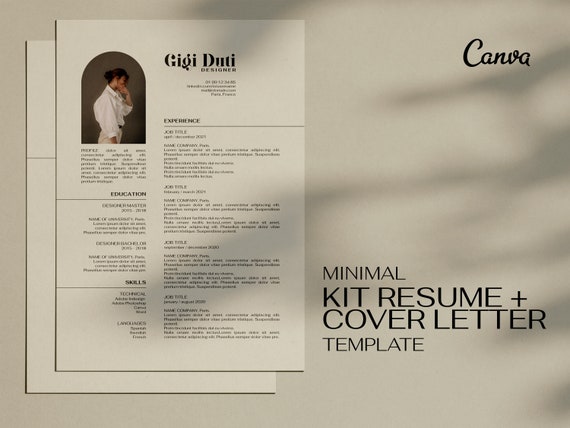 Professional Minimal Resume and Cover Letter Template for Canva ...